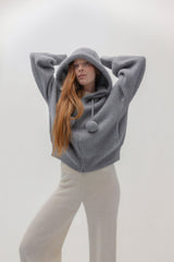 LUXE PUFF ZIP UP CARDIGAN