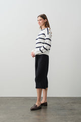 PAULA STRIPED OFF THE SHOULDER SWEATER