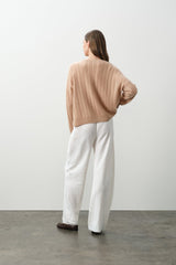ELINA CASHMERE CABLEKNIT V-NECK