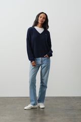 ELINA CASHMERE CABLEKNIT V-NECK