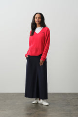 ELINA CASHMERE CABLEKNIT V-NECK