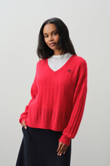ELINA CASHMERE CABLEKNIT V-NECK