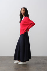 ELINA CASHMERE CABLEKNIT V-NECK