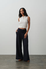 LEYLAH SLEEVELESS CABLE KNIT POLO