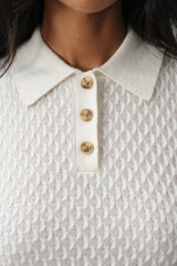 LEYLAH SLEEVELESS CABLE KNIT POLO