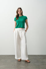 DONNA CAP SLEEVE CASHMERE CREWNECK