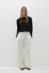 CHRISSY CROPPED CABLE KNIT SWEATER