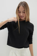 CHRISSY CROPPED CABLE KNIT SWEATER