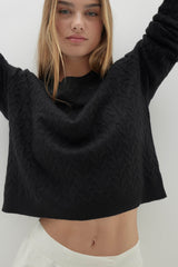 CHRISSY CROPPED CABLE KNIT SWEATER