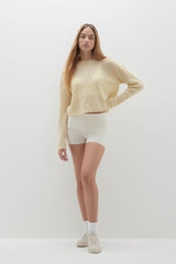 CHRISSY CROPPED CABLE KNIT SWEATER