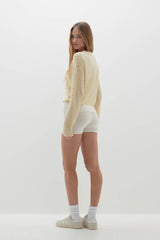 CHRISSY CROPPED CABLE KNIT SWEATER