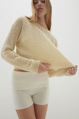 CHRISSY CROPPED CABLE KNIT SWEATER