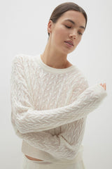 CHRISSY CROPPED CABLE KNIT SWEATER