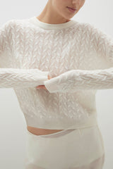 CHRISSY CROPPED CABLE KNIT SWEATER