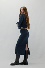 VENICE DENIM CASHMERE MIDI SKIRT