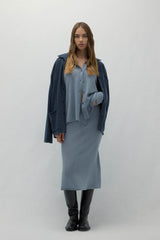 VENICE DENIM CASHMERE MIDI SKIRT
