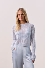 CHRISSY CROPPED CABLE KNIT SWEATER