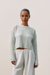 CHRISSY CROPPED CABLE KNIT SWEATER