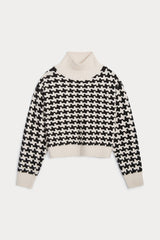 IRIS HOUNDSTOOTH CASHMERE TURTLENECK
