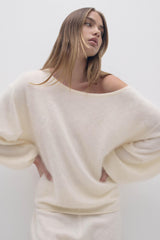 PENELOPE BRUSHED CASHMERE OFF THE SHOULDER SWEATER