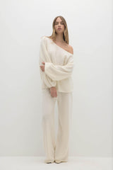 PENELOPE BRUSHED CASHMERE OFF THE SHOULDER SWEATER