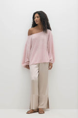 PENELOPE BRUSHED CASHMERE OFF THE SHOULDER SWEATER