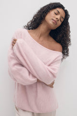 PENELOPE BRUSHED CASHMERE OFF THE SHOULDER SWEATER