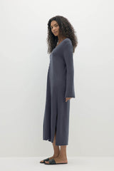 ELOISE BUTTON-FRONT CASHMERE KAFTAN