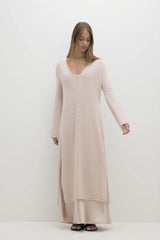 ELOISE BUTTON-FRONT CASHMERE KAFTAN