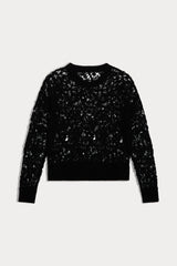 MONICA CROCHET CASHMERE BLEND CREWNECK