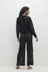 MONICA CROCHET CASHMERE BLEND CREWNECK