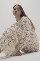 MONICA CROCHET CASHMERE BLEND CREWNECK