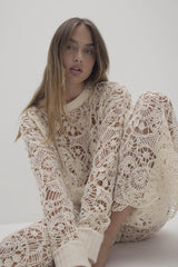 MONICA CROCHET CASHMERE BLEND CREWNECK