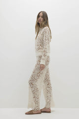 MONICA CROCHET CASHMERE BLEND CREWNECK