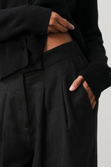 LEYNA SILK LINEN WIDE LEG PANT