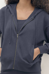 SERENA COTTON CASHMERE ZIP-UP HOODIE