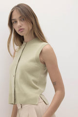 EMMALINE BUTTON-UP CASHMERE SWEATER VEST