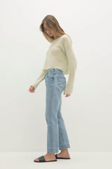 POPPIE CROPPED CASHMERE CREWNECK SWEATER