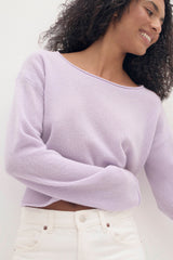 POPPIE CROPPED CASHMERE CREWNECK SWEATER