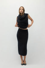 FRANCESCA BRUSHED CASHMERE MIDI SKIRT