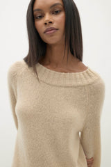 GIORGIA CLOUD SPUN CASHMERE OFF THE SHOULDER SWEATER