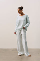 DOVE BRUSHED CASHMERE OFF THE SHOULDER SWEATER