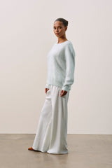 DOVE BRUSHED CASHMERE OFF THE SHOULDER SWEATER