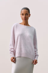 DOVE BRUSHED CASHMERE OFF THE SHOULDER SWEATER