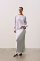 DOVE BRUSHED CASHMERE OFF THE SHOULDER SWEATER