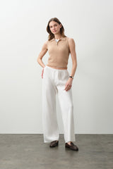 LEYLAH SLEEVELESS CABLE KNIT POLO